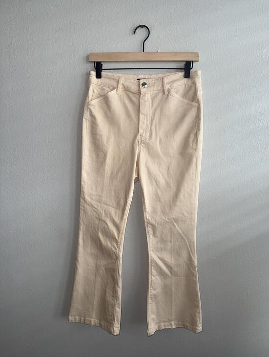 Denim - Massimo Dutti Cream Straight Women's EU 38 US 6 High Rise Cotton Trousers